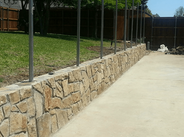 A recent stone wall contractors job in the Fort Worth, TX area