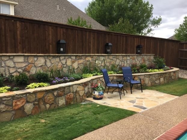 A recent stone wall contractor job in the Fort Worth, TX area